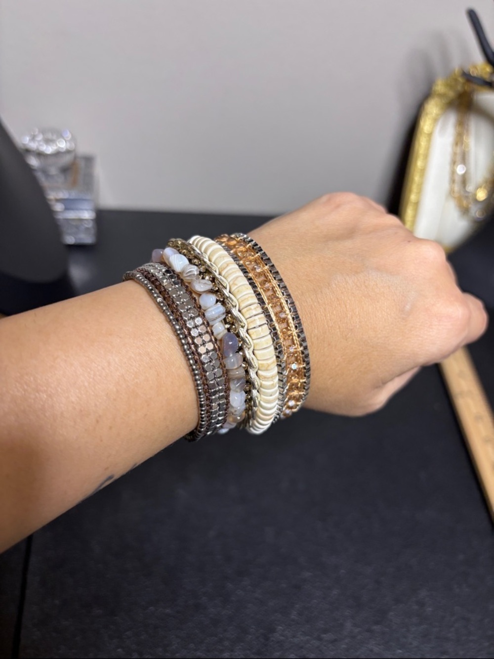 VICTORIA EMERSON MIXED Beaded Boho Coachella Magnetic Closure Wrap Bracelet - Picture 7 of 8